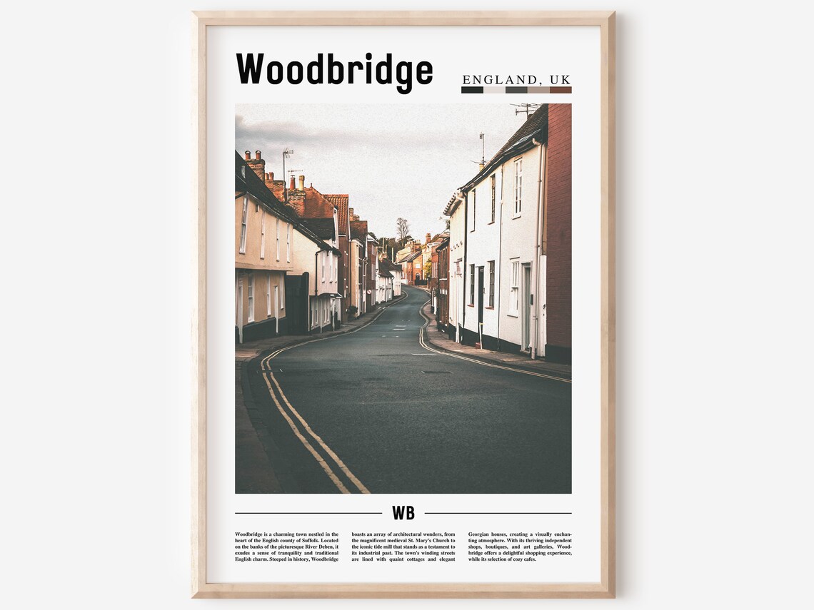 Woodbridge England Curved Historic Street Quaint Town Photo Poster