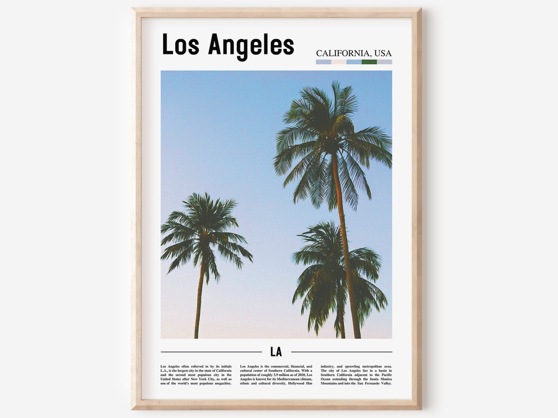 Los Angeles Print Los Angeles Poster Los Angeles Wall Art Oil Painting Poster City Print City Artwork Travel Artwork Travel Wall Art