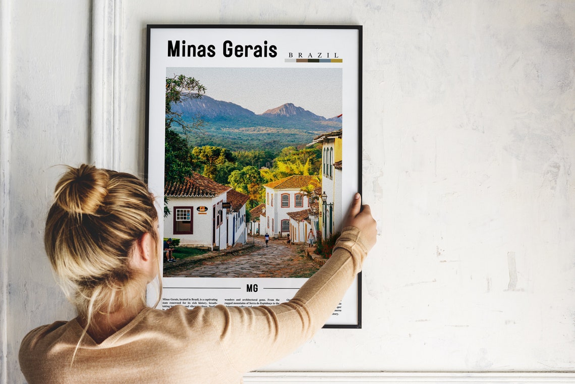 Minas Gerais Brazil Colonial Street Poster Cobblestone Old Town Art - Image 2