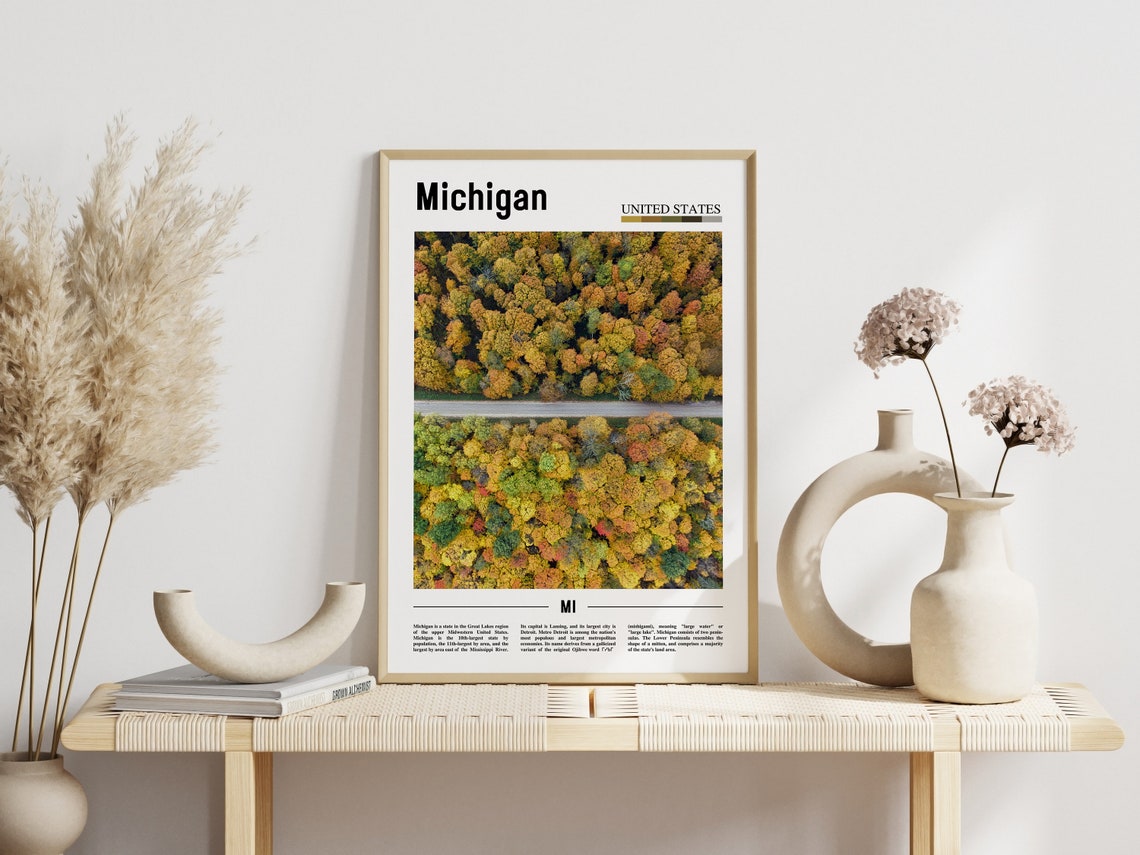 Michigan Poster Michigan Print Michigan Wall Art United States Photo United States Poster United States Print Travel Poster - Image 3