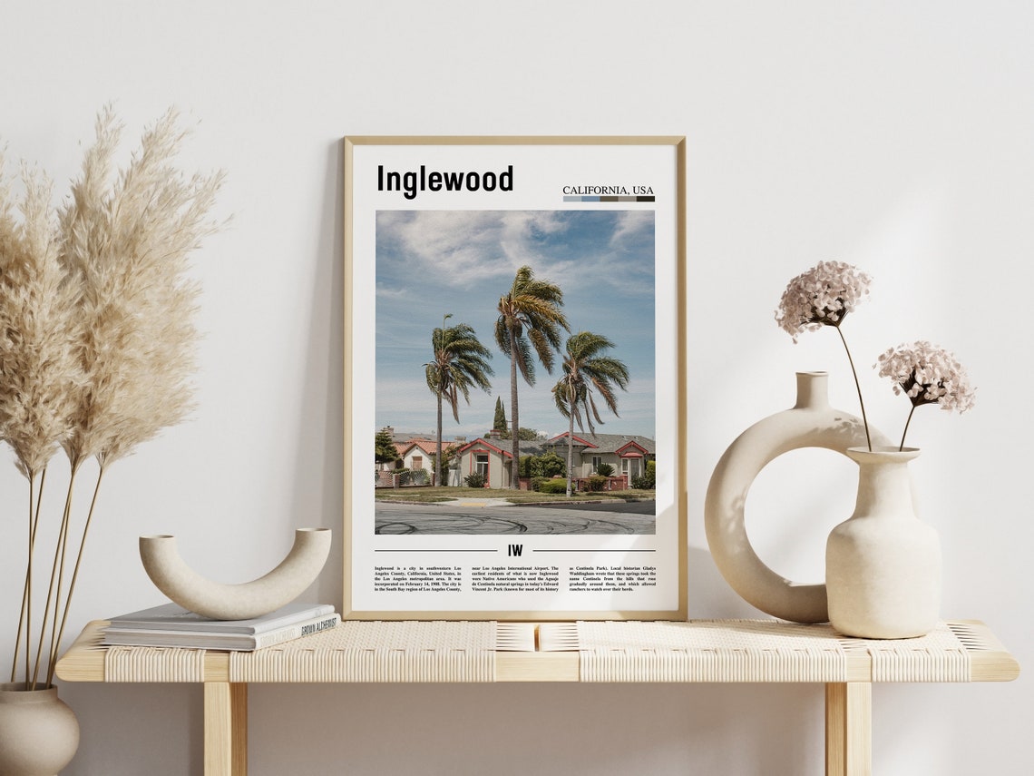 Inglewood Print Inglewood Poster Inglewood Wall Art Minimal Travel Print Minimal City Poster Travel Destination Oil Painting Poster - Image 3