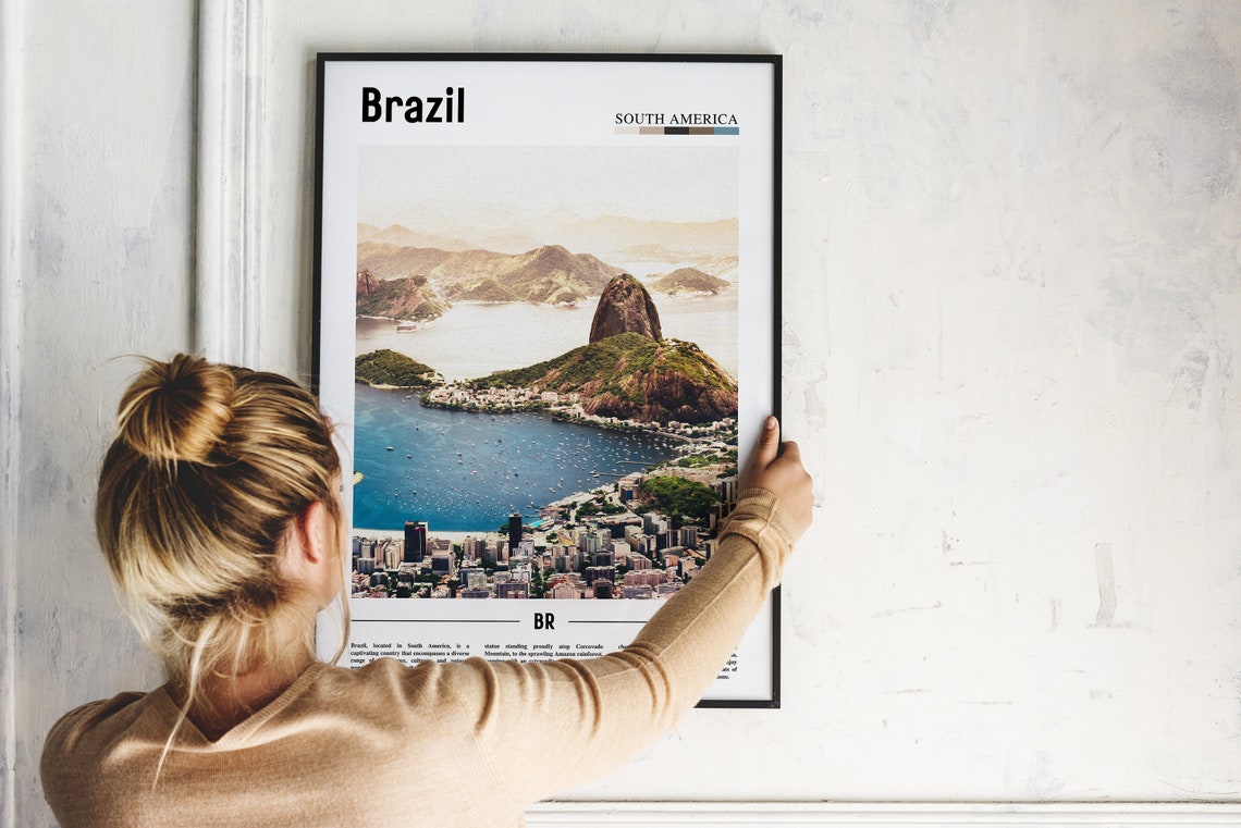 Brazil South America Sugarloaf Mountain Rio Coastline Travel Poster - Image 2