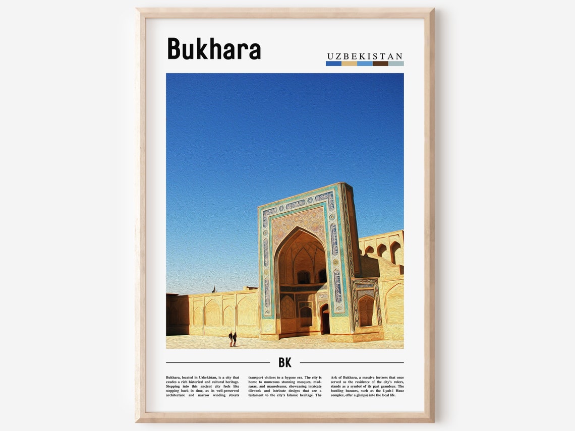 Bukhara Uzbekistan Historic Mosque Architecture Travel Poster Art