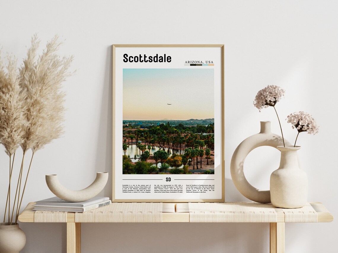 Scottsdale Arizona USA Sunset Palm Trees City Skyline Photo Poster - Image 3
