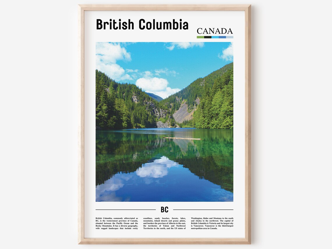 British Columbia Print British Columbia Poster British Columbia Wall Art Oil Painting Poster City Artwork Travel Artwork Travel Wall Art