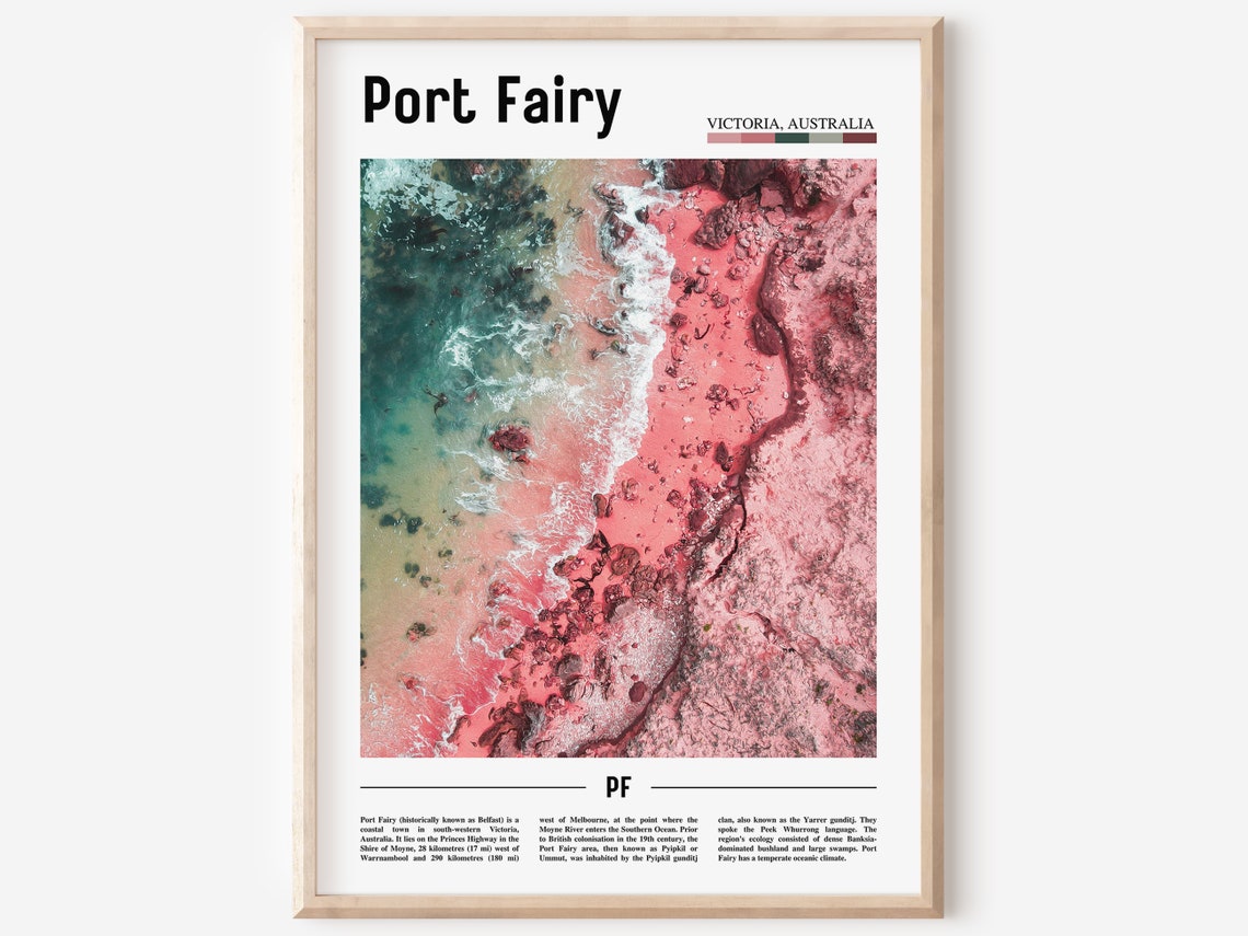 Port Fairy Print Port Fairy Poster Port Fairy Wall Art Minimal Travel Print Minimal City Poster Travel Destination Oil Painting Poster
