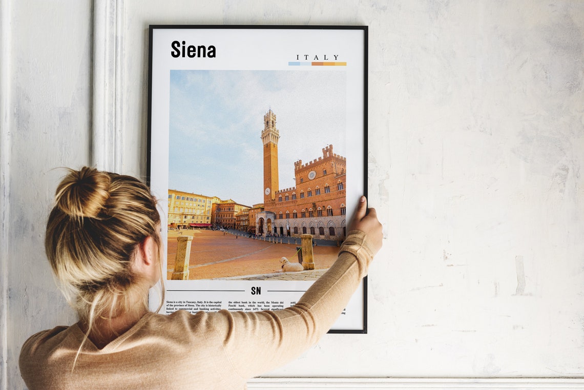 Siena Italy Historic Piazza Del Campo Torre Del Mangia Poster - Image 2