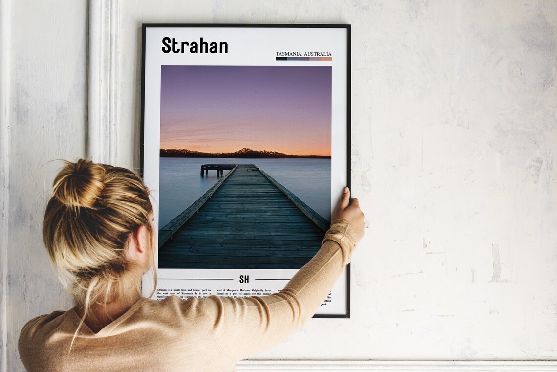 Strahan Print Strahan Poster Strahan Wall Art Minimal Travel Print Minimal City Poster Travel Destination Print Oil Painting Poster - Image 2