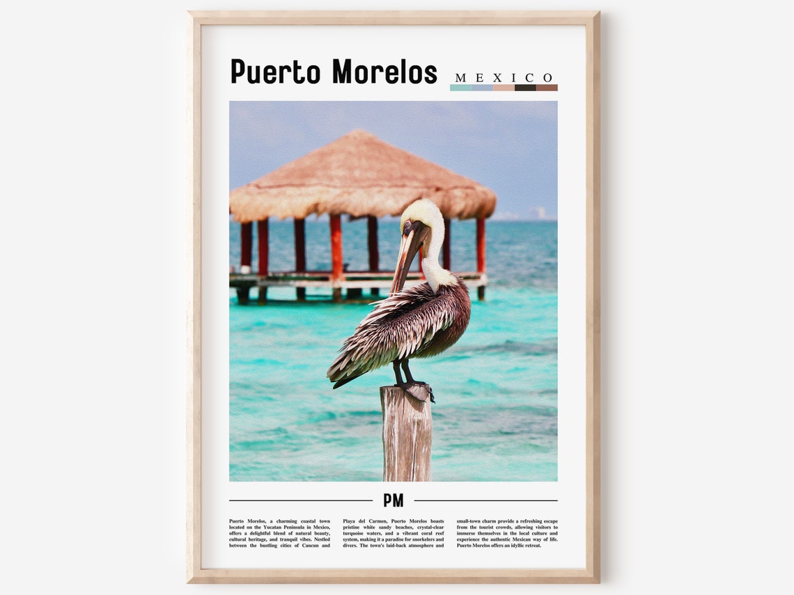 Puerto Morelos Poster Puerto Morelos Print Puerto Morelos Wall Art Minimal Travel Print Travel Destination Oil Painting Poster