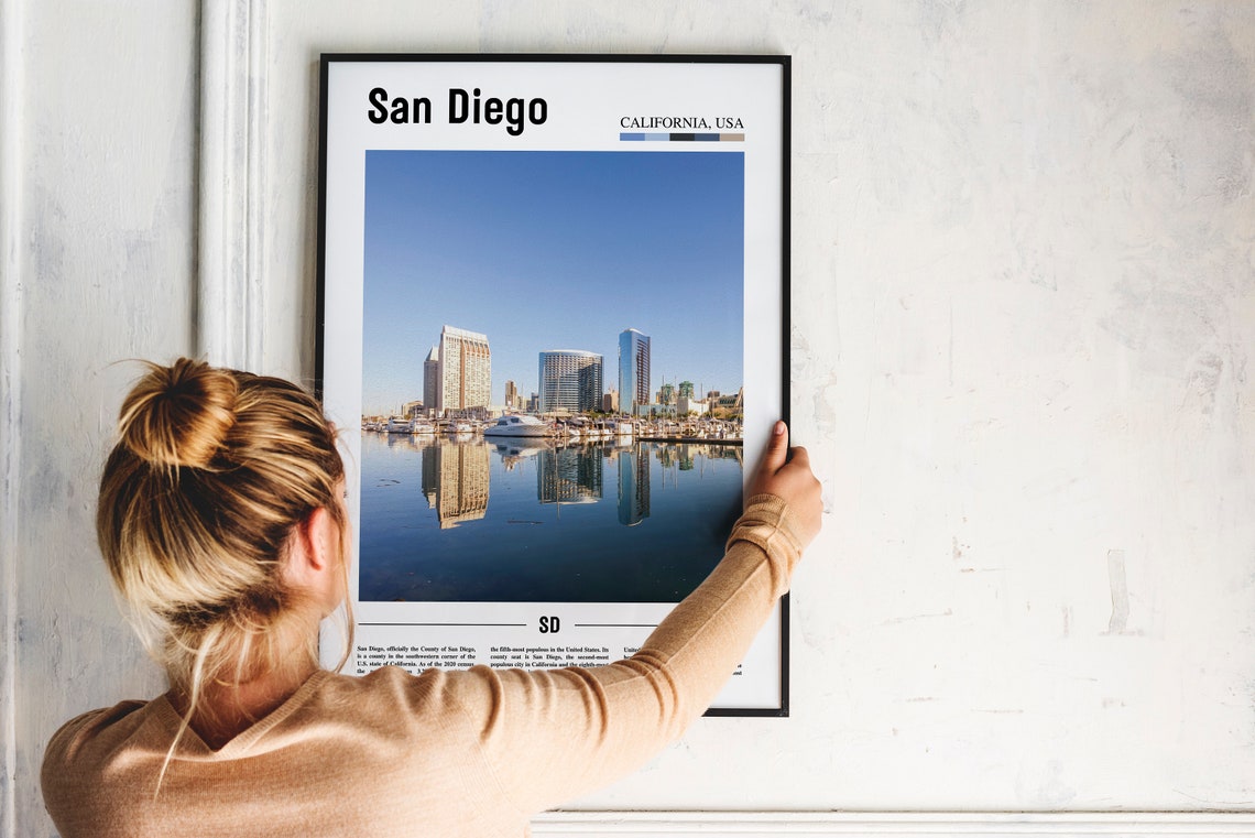 San Diego California Marina Skyline Mirror Reflection Poster - Image 2