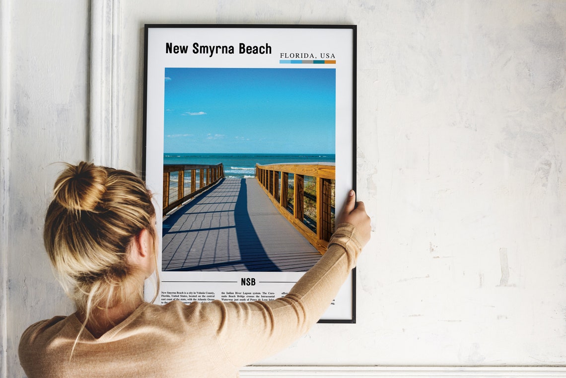 New Smyrna Beach Print New Smyrna Beach Poster New Smyrna Beach Wall Art Oil Painting Poster City Artwork Travel Artwork Travel Wall Art - Image 2