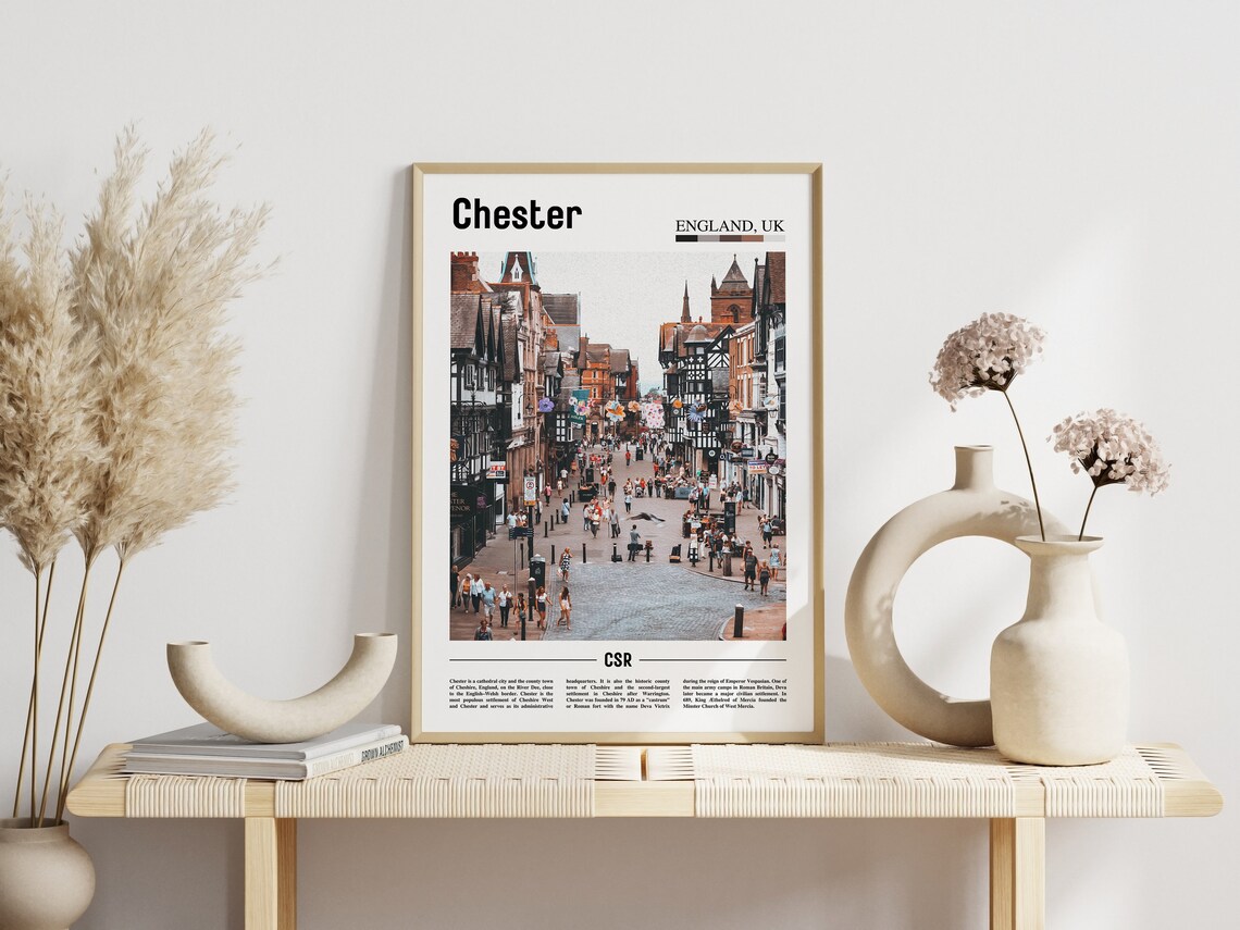 Chester England Tudor Half Timbered Shopping Street Photo Travel Art Poster - Image 3