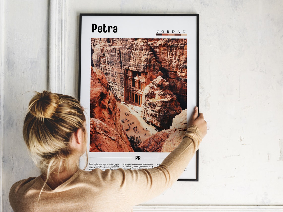 Petra Jordan Treasury Ancient Rose Red Rock City Travel Poster - Image 2
