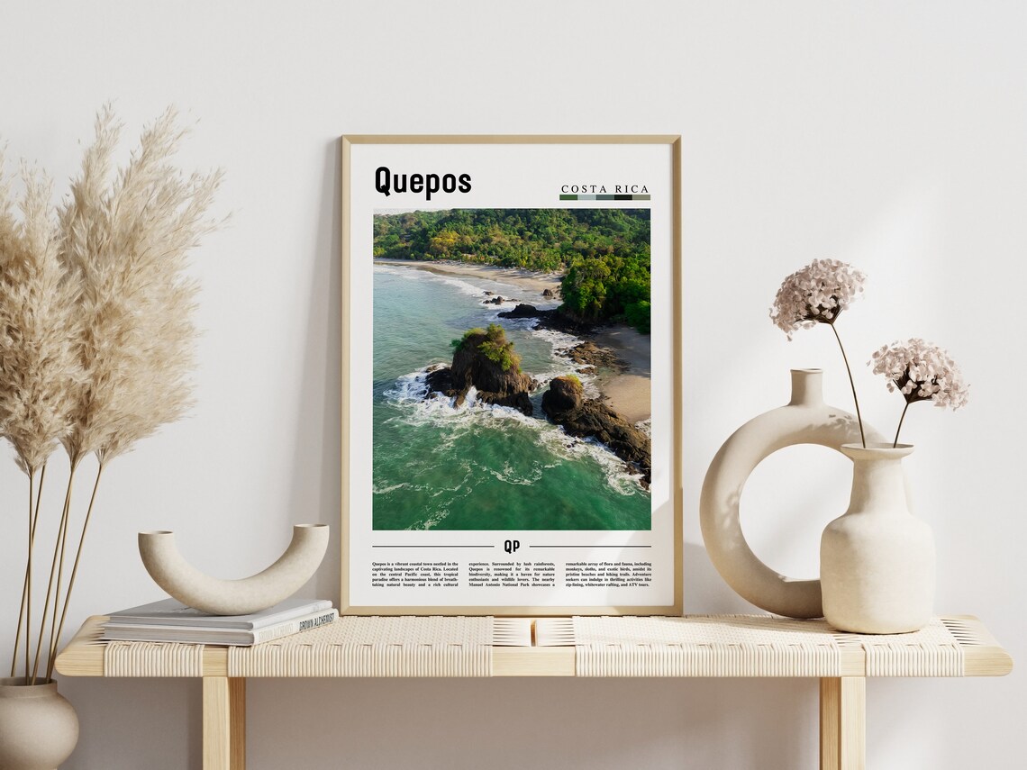 Quepos Costa Rica Tropical Beach Aerial View Minimalist Travel Print - Image 3