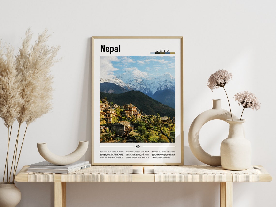 Nepal Himalayan Mountain Village Terraced Hills Travel Poster - Image 3