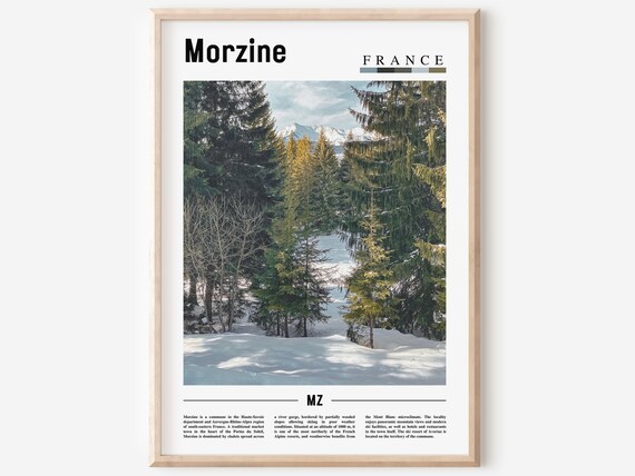 Morzine France Alpine Ski Resort Poster Snowy Pine Forest Mountain