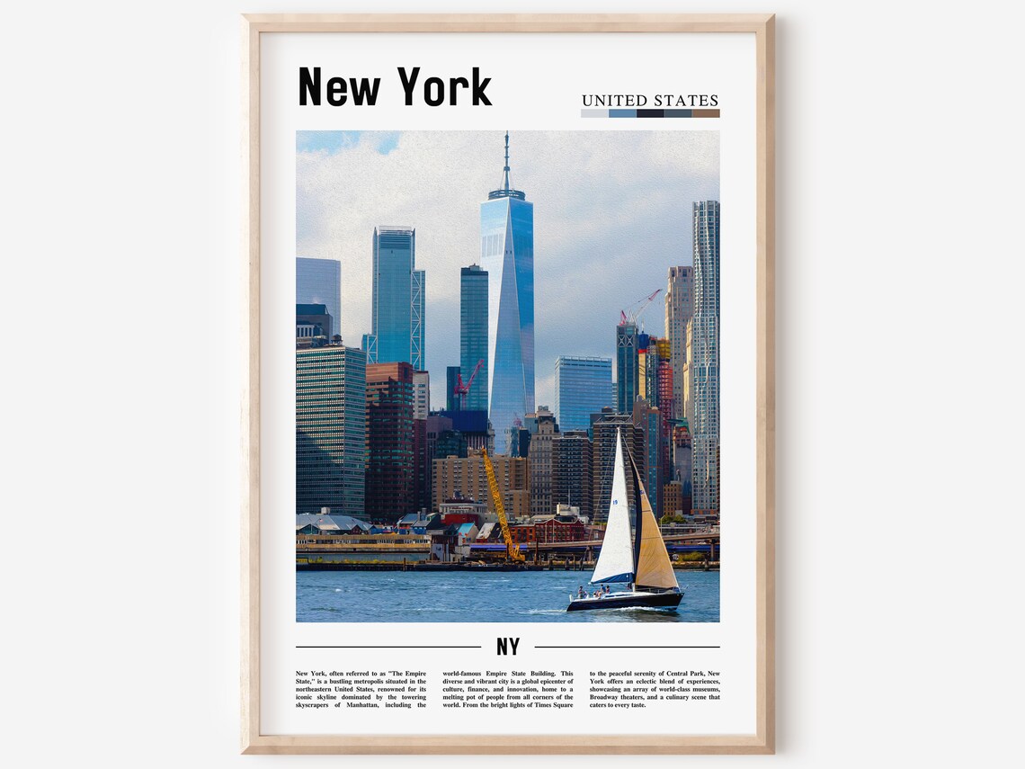 New York Manhattan Skyline World Trade Center Sailboat Photo Poster