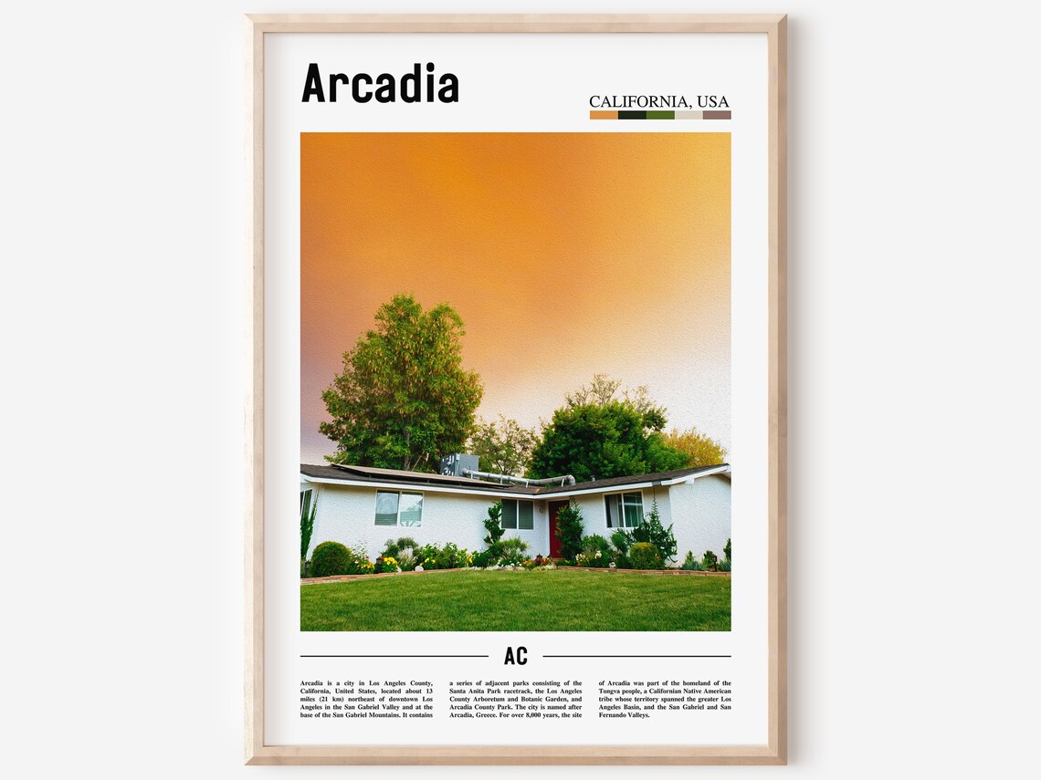 Arcadia California USA Ranch House Sunset Photo Travel Art Poster