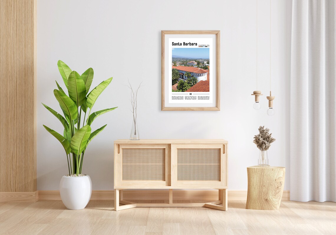 Santa Barbara Print Santa Barbara Poster Santa Barbara Wall Art Oil Painting Poster City Artwork Travel Artwork Travel Wall Art - Image 3