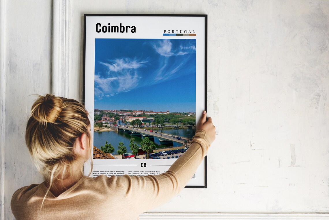 Coimbra Portugal Riverside City Minimalist Travel Photo Poster - Image 2