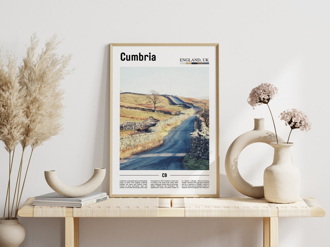 Cumbria Print Cumbria Poster Cumbria Wall Art Minimal Travel Print Minimal City Poster Travel Destination Print Oil Painting Poster - Image 3