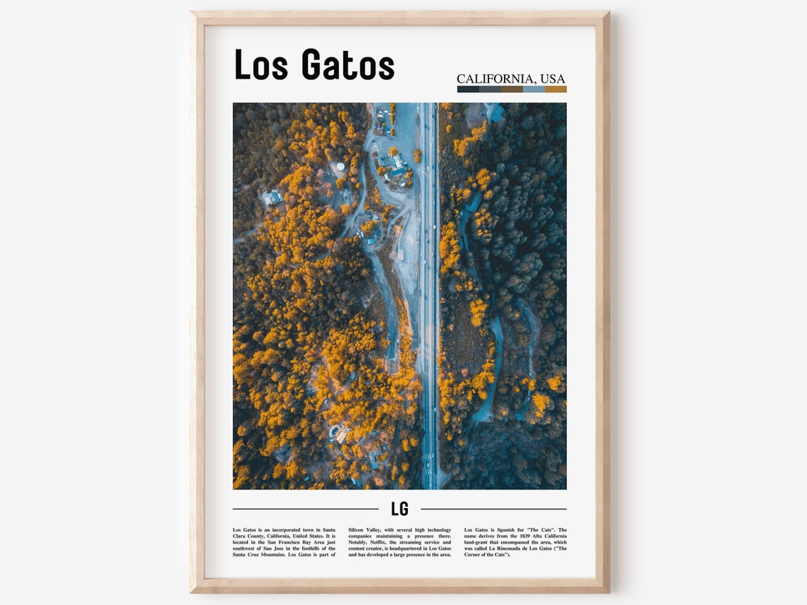 Los Gatos Print Los Gatos Poster Los Gatos Wall Art Minimal Travel Print Minimal City Poster Travel Destination Oil Painting Poster