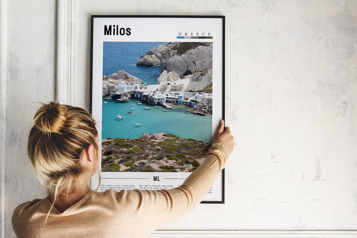 Milos Greece Klima Fishing Village Turquoise Bay Photo Poster - Image 2