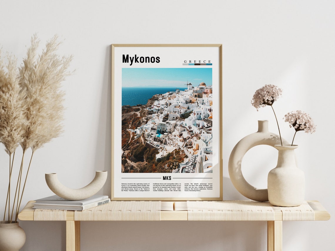 Mykonos Greece Whitewashed Village Poster Aegean Sea Windmill View - Image 3