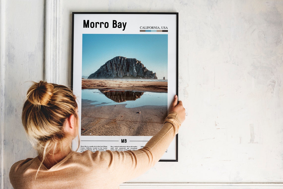Morro Bay Print Morro Bay Poster Morro Bay Wall Art Oil Painting Poster Colorful City Print City Artwork Travel Artwork Travel Wall Art - Image 2