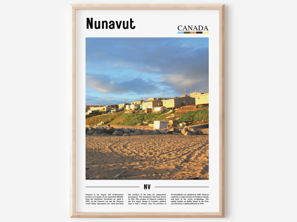 Nunavut Canada Arctic Coastal Town Sunset Scenic Travel Poster