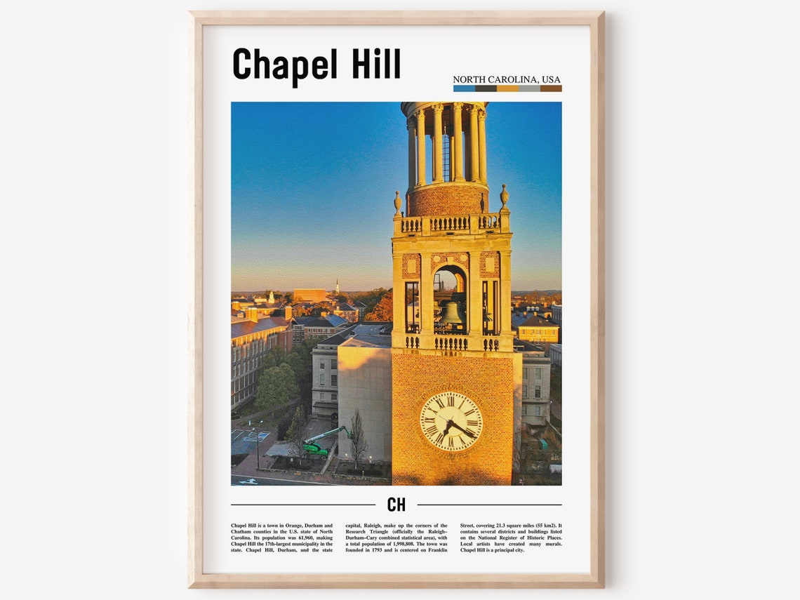 Chapel Hill North Carolina USA Bell Tower Sunset Travel Poster