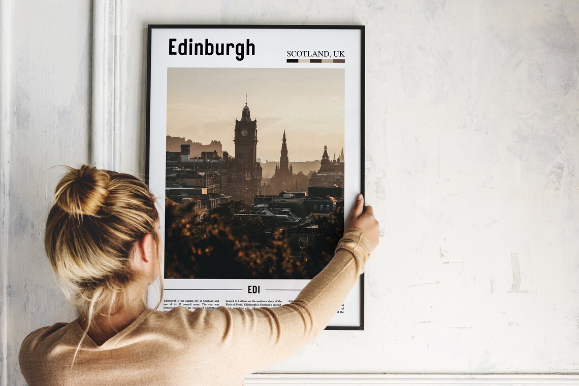 Edinburgh Poster Edinburgh Print Edinburgh Wall Art Minimal Travel Print Minimal City Poster Travel Destination Oil Painting Poster - Image 2