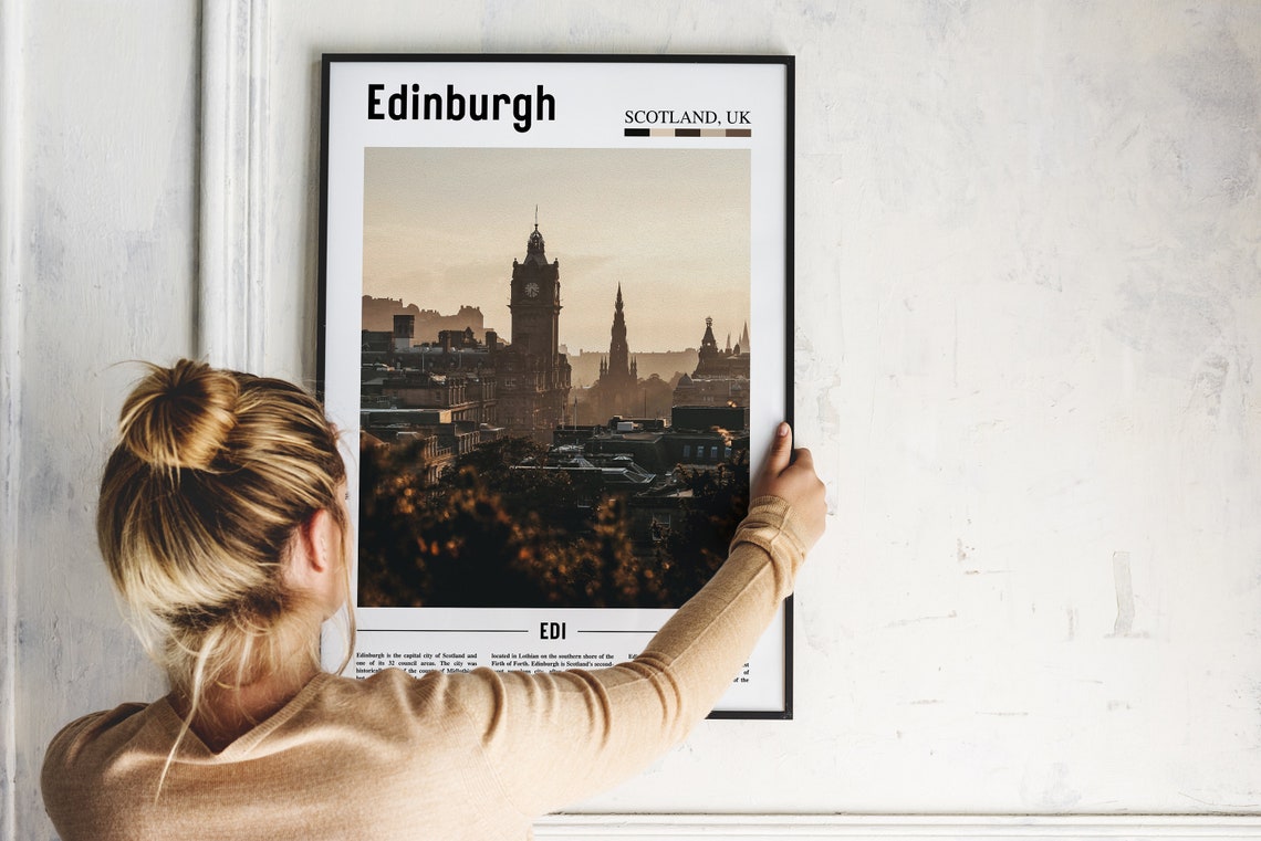 Edinburgh Scotland Dusk Skyline Clock Tower Hill View Travel Poster - Image 2