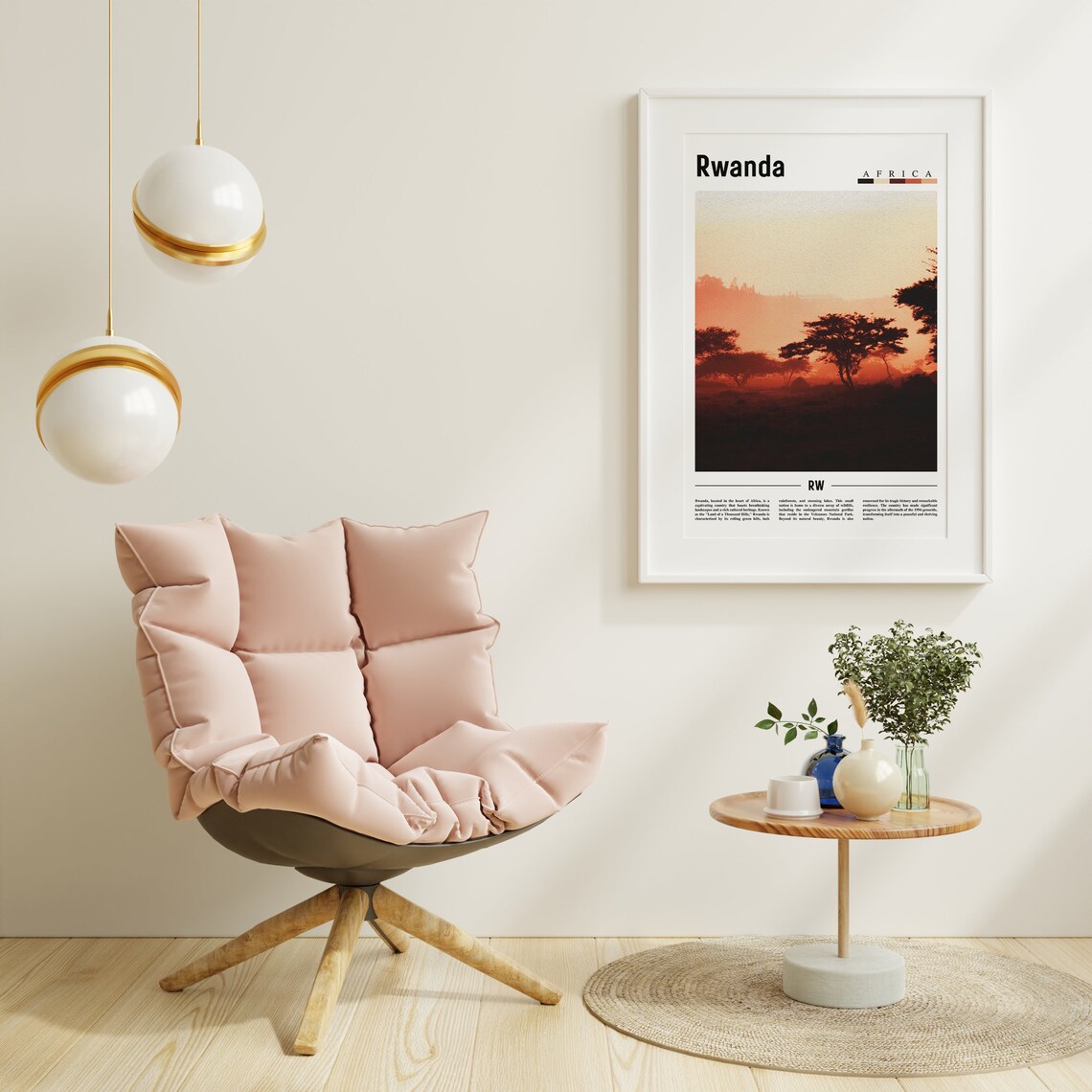 Rwanda Africa Minimal Sunset Savanna Photo Travel Poster With Facts - Image 3