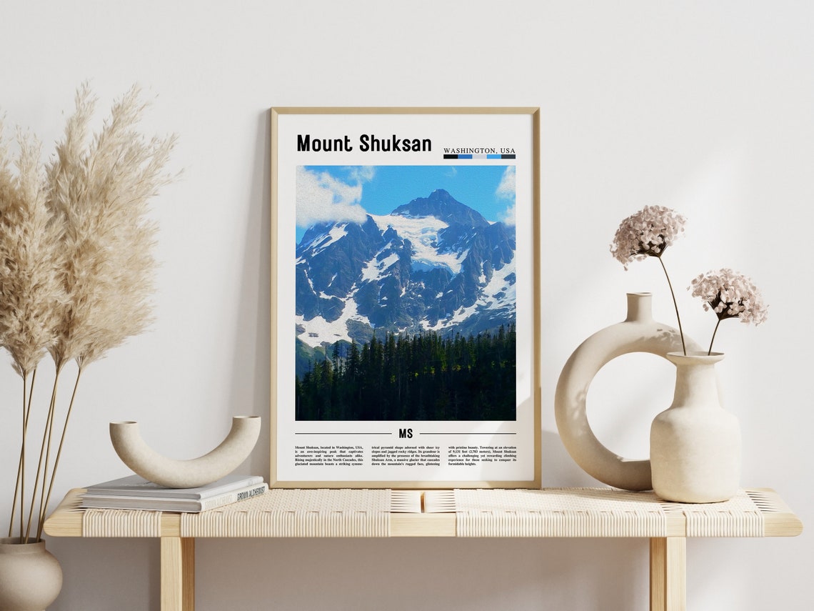 Mount Shuksan Washington Snow Capped Peak Photography Travel Poster - Image 3