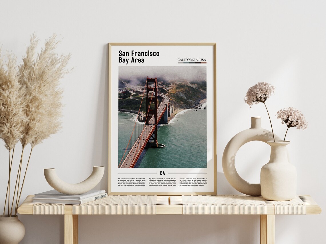 San Francisco Bay Area California Golden Gate Aerial Travel Poster - Image 3