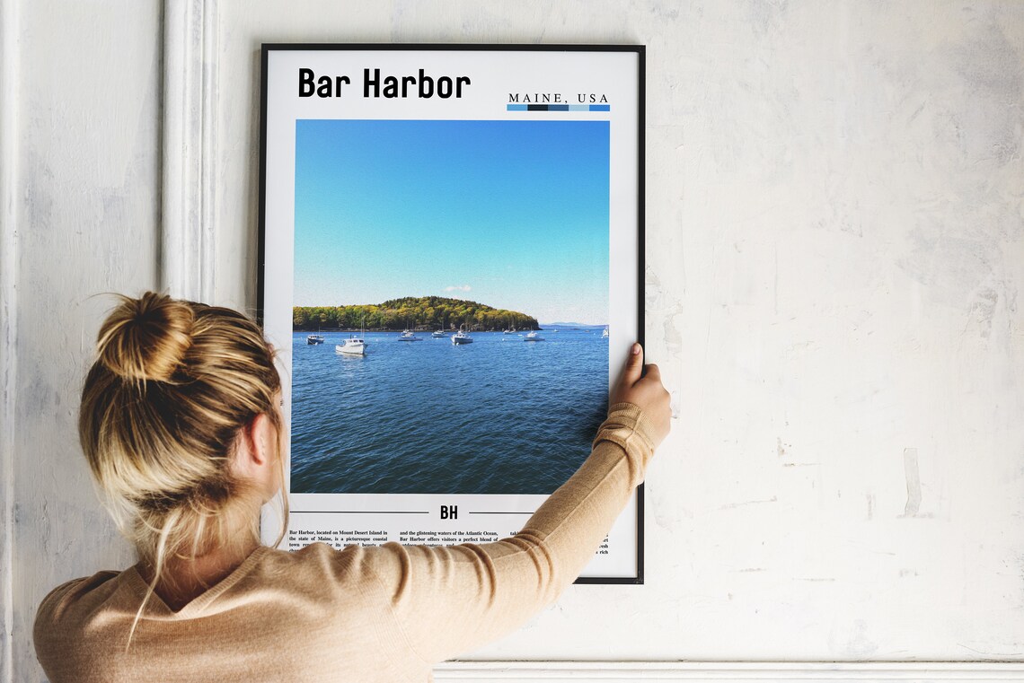 Bar Harbor Maine USA Coastal Harbor Sailboats Photo Travel Print - Image 2
