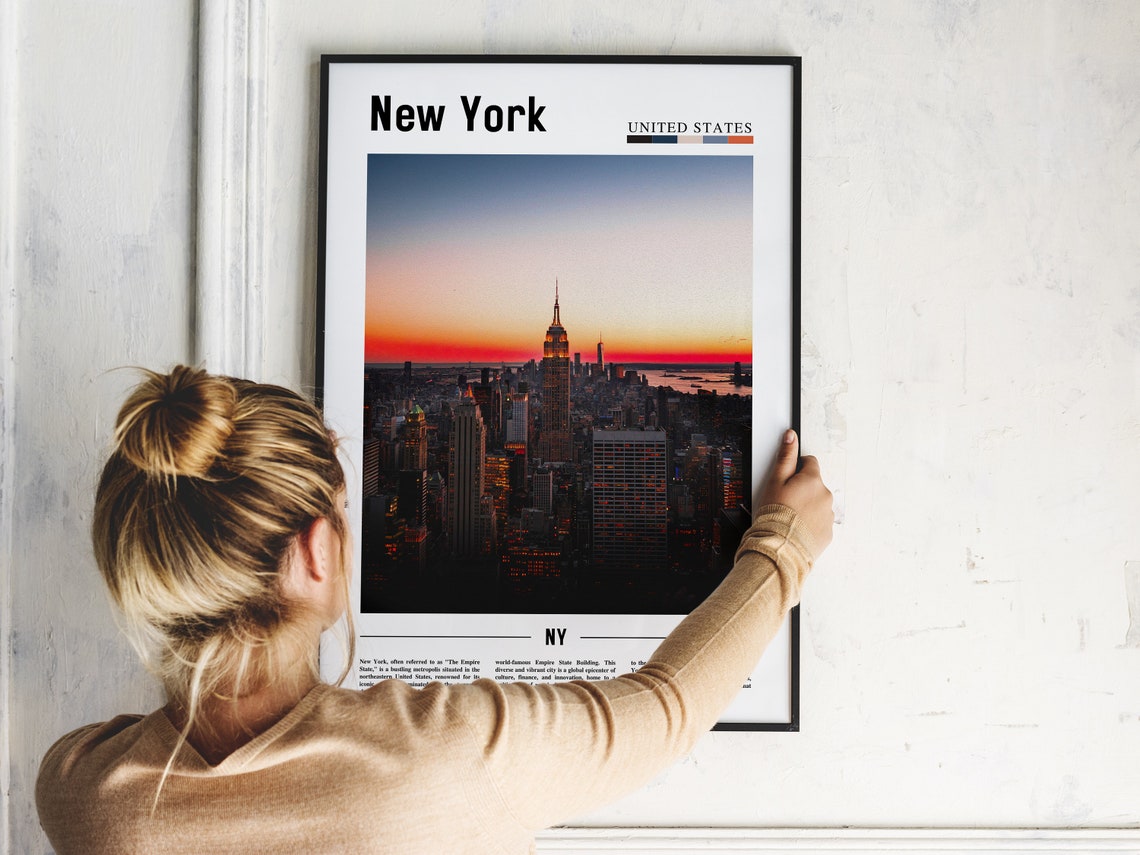 New York City Manhattan Sunset Skyline Empire State Building Poster - Image 2