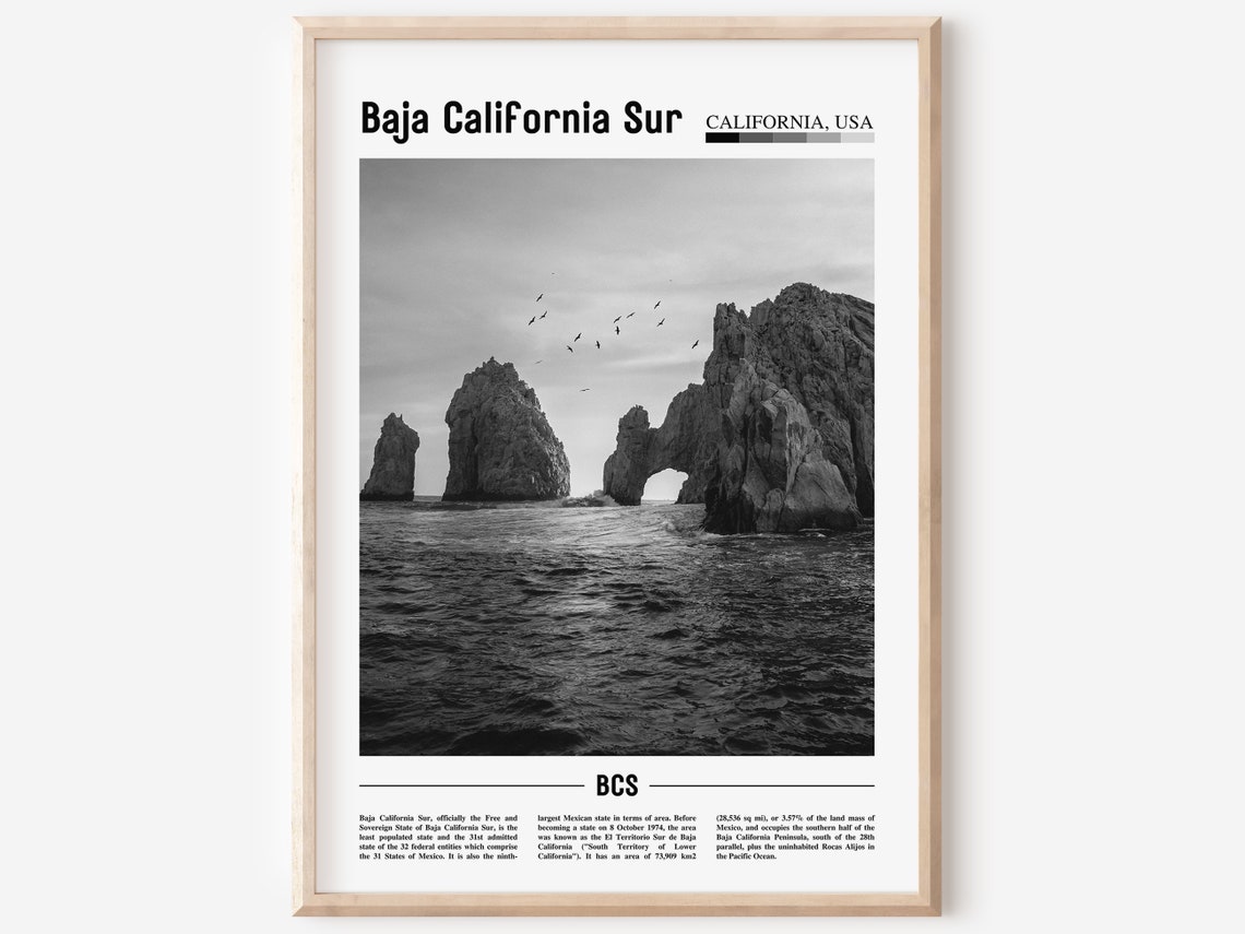 Baja California Sur Black And White El Arco Rock Arch Travel Poster