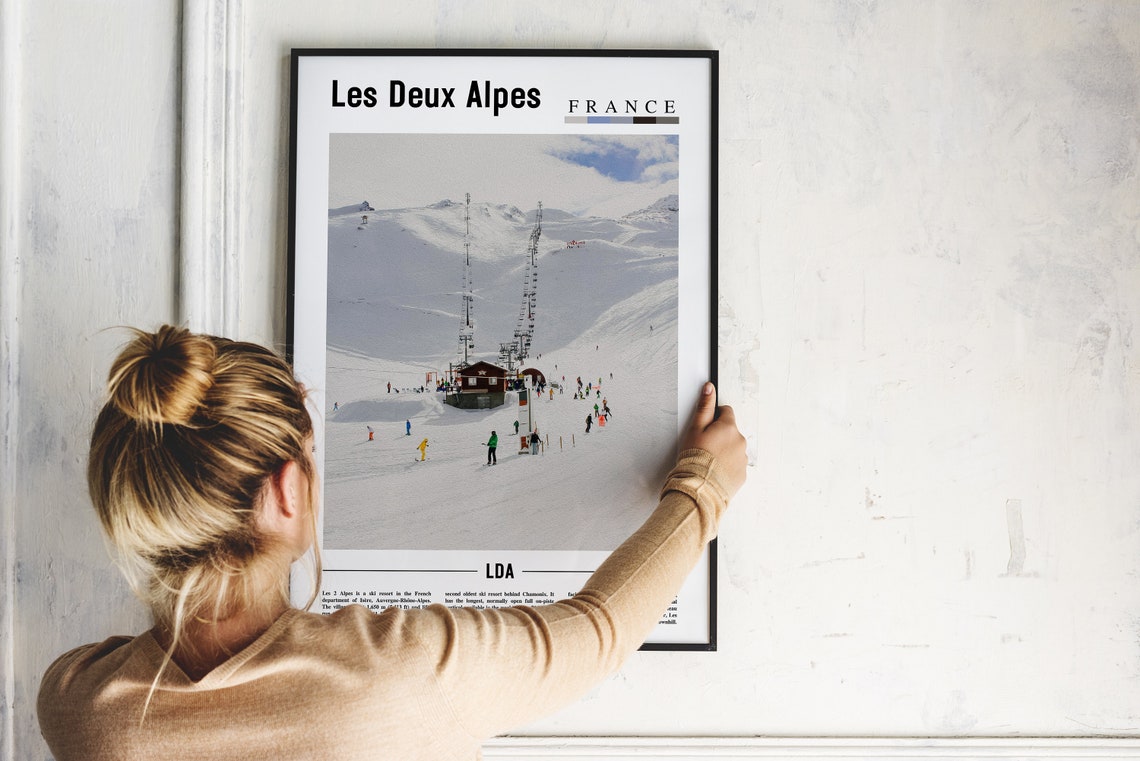 Les Deux Alpes Print Les Deux Alpes Poster Les Deux Alpes Wall Art Minimal Travel Print Minimal City Poster Travel Oil Painting Poster - Image 2