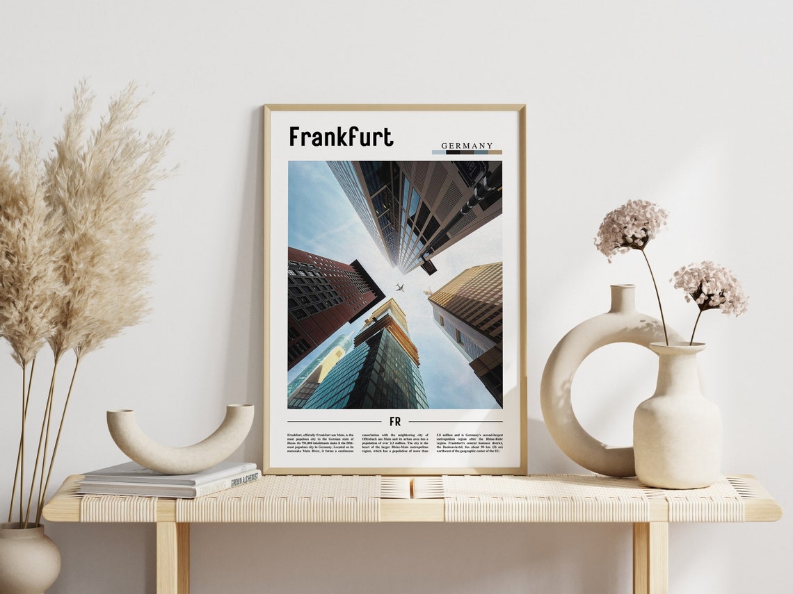 Frankfurt Print Frankfurt Poster Frankfurt Wall Art Minimal Travel Print Minimal City Poster Travel Destination Print Oil Painting Poster - Image 3