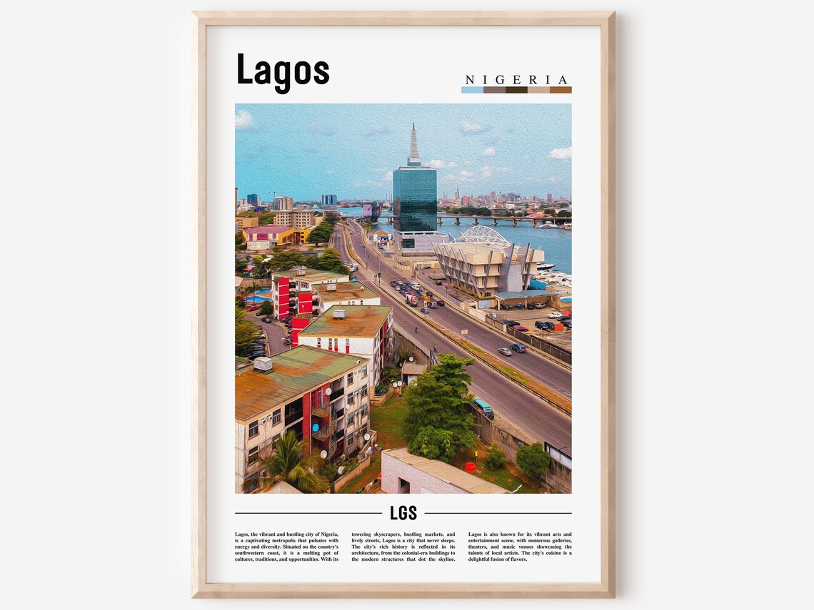 Vibrant Modern Lagos Nigeria Skyline City Travel Photo Art Poster
