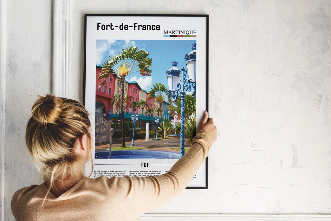 Fort de France Martinique Colonial Street Palm Trees Photo Poster - Image 2