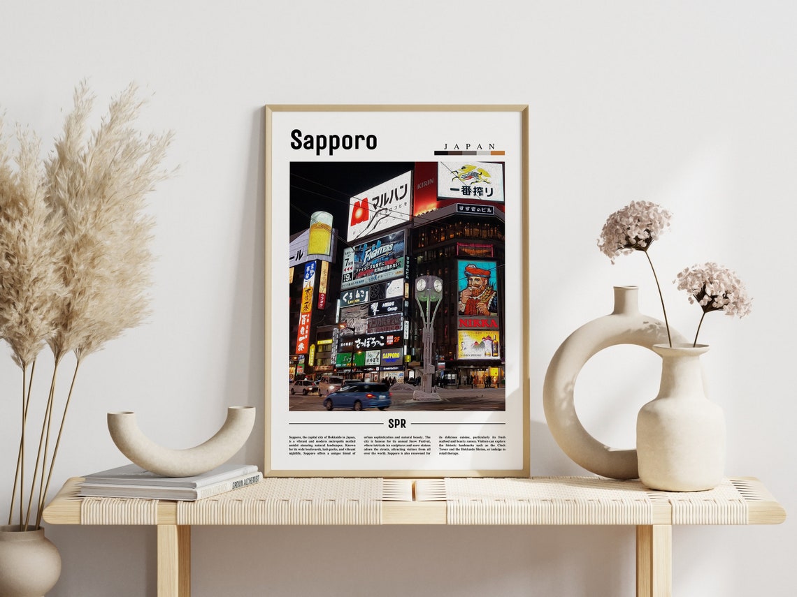Sapporo Japan Neon Nightlife City Lights Street Travel Poster - Image 3