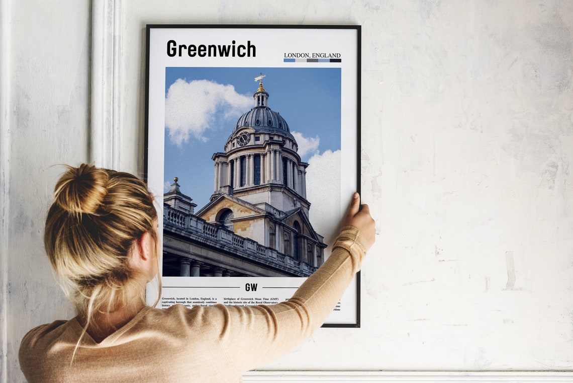 Greenwich London England Historic Naval Dome Skyline Travel Poster - Image 2