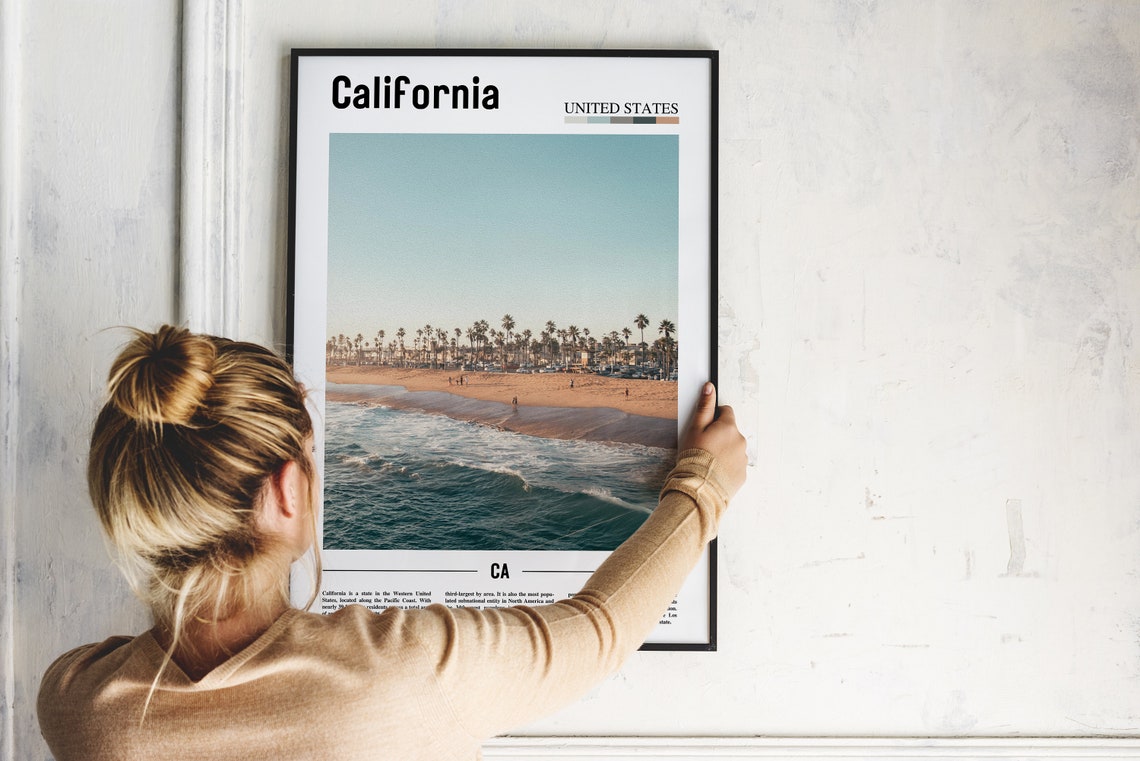 California Poster California Print California Wall Art Minimal Travel Print Minimal City Poster Travel Destination Oil Painting Poster - Image 2