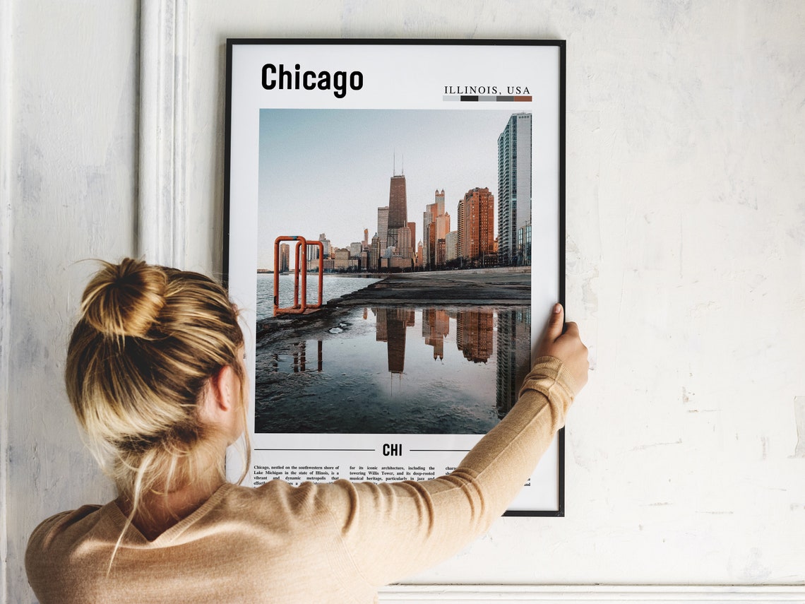Chicago Illinois Lake Michigan Shoreline Reflection Skyline Poster - Image 2