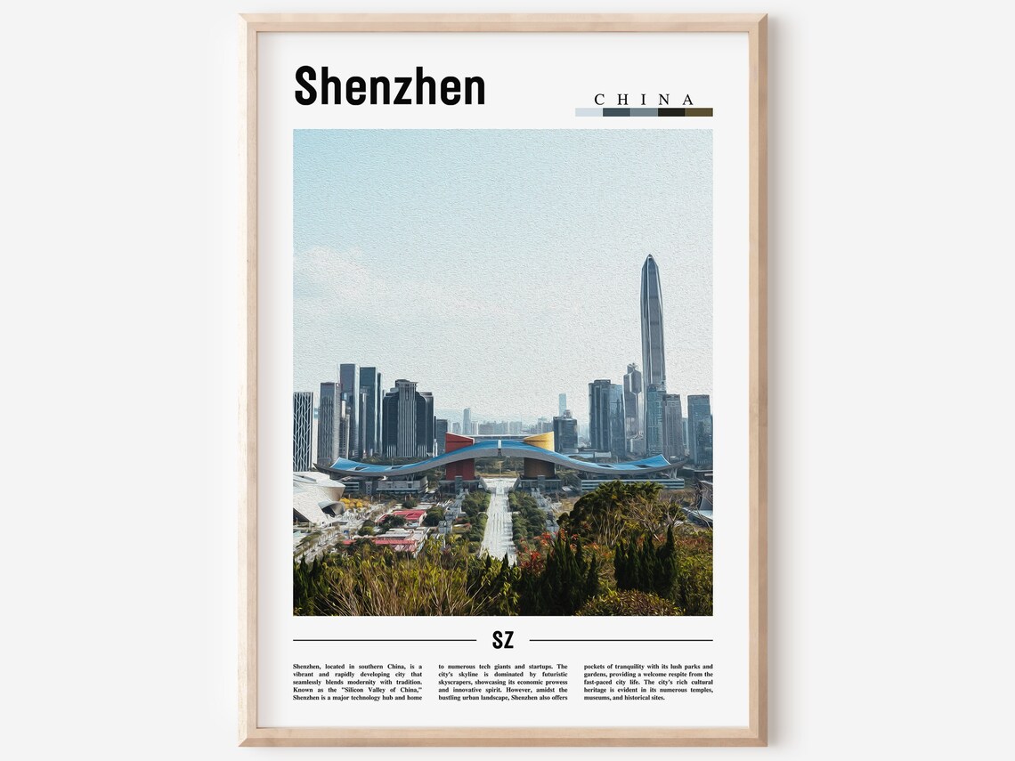 Shenzhen Skyline Futuristic Towers Modern Megacity China Travel Poster