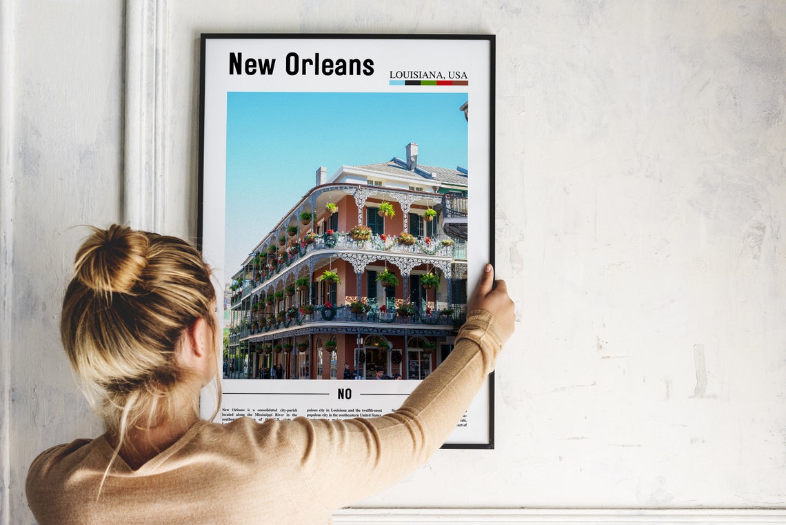 New Orleans Print New Orleans Poster New Orleans Wall Art Minimal Travel Print Minimal City Poster Oil Painting Poster - Image 2