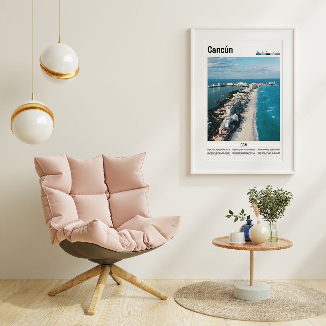 Cancun Mexico Beach Hotel Zone Aerial Color Travel Poster Artwork - Image 3